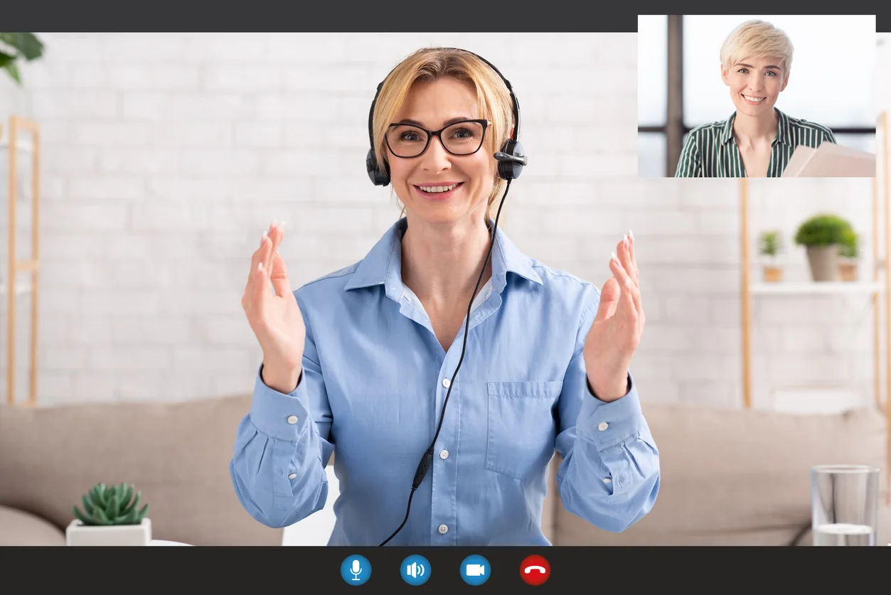 Virtual speech therapy session between therapist and client